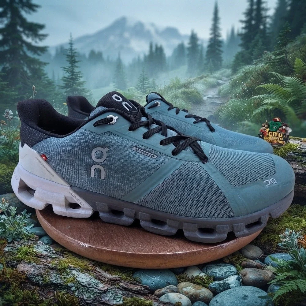 On Cloudflyer Waterproof Mens Running Shoes Blue Black Size 12 21.99221